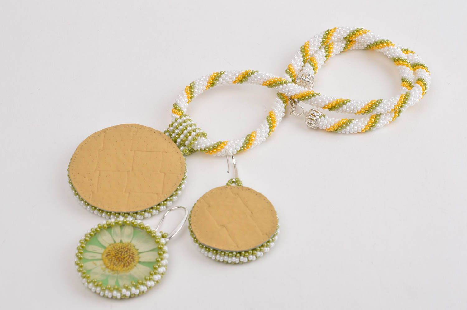 Handmade earrings unusual accessory gift ideas designer pendant jewelry set photo 4