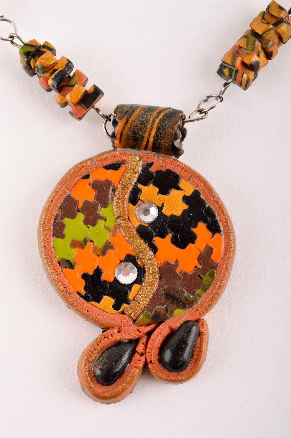 Handmade plastic necklace unusual colorful necklace designer cute jewelry photo 4