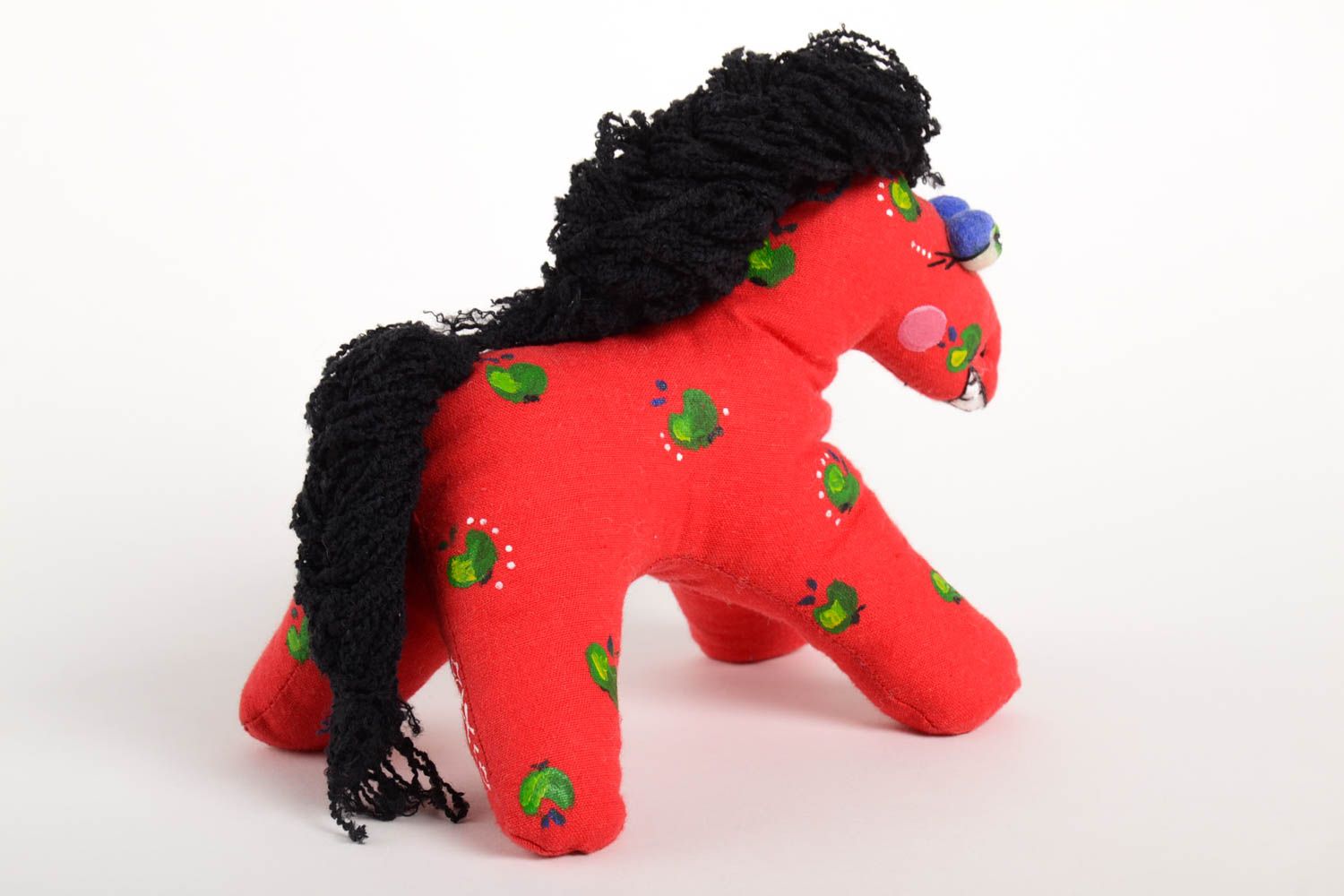 Stoff Tier handgemachtes Pferd Spielzeug in Rot originelles Geschenk für Kinder foto 4