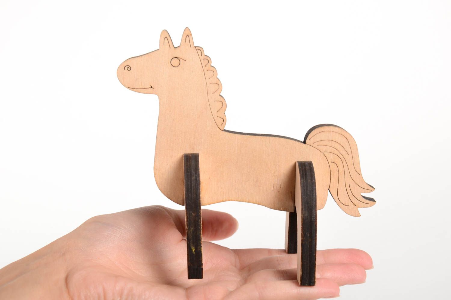 Figur zum Bemalen Pferd handmade Holz Rohling Miniatur Figur für Handarbeit foto 2