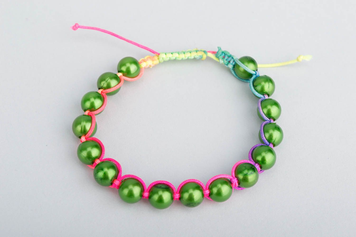 Bracelet perles fantaisie Bijou fait main plastique vert Accessoire femme photo 2