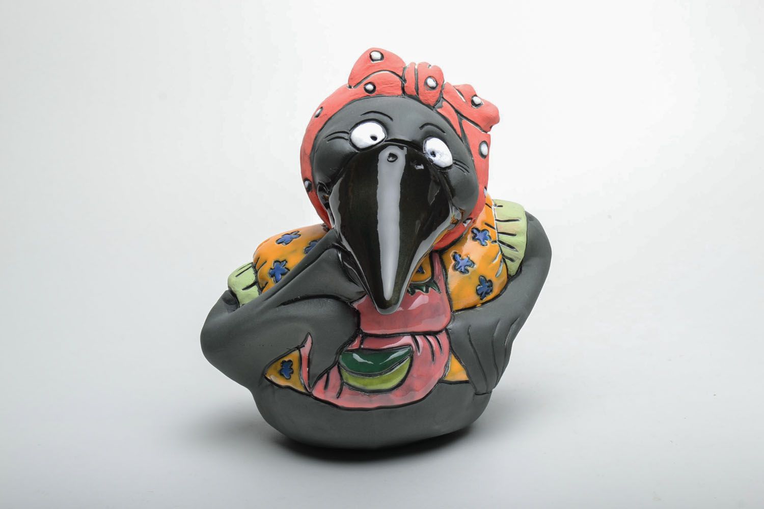 Handmade ceramic money box Crow photo 1