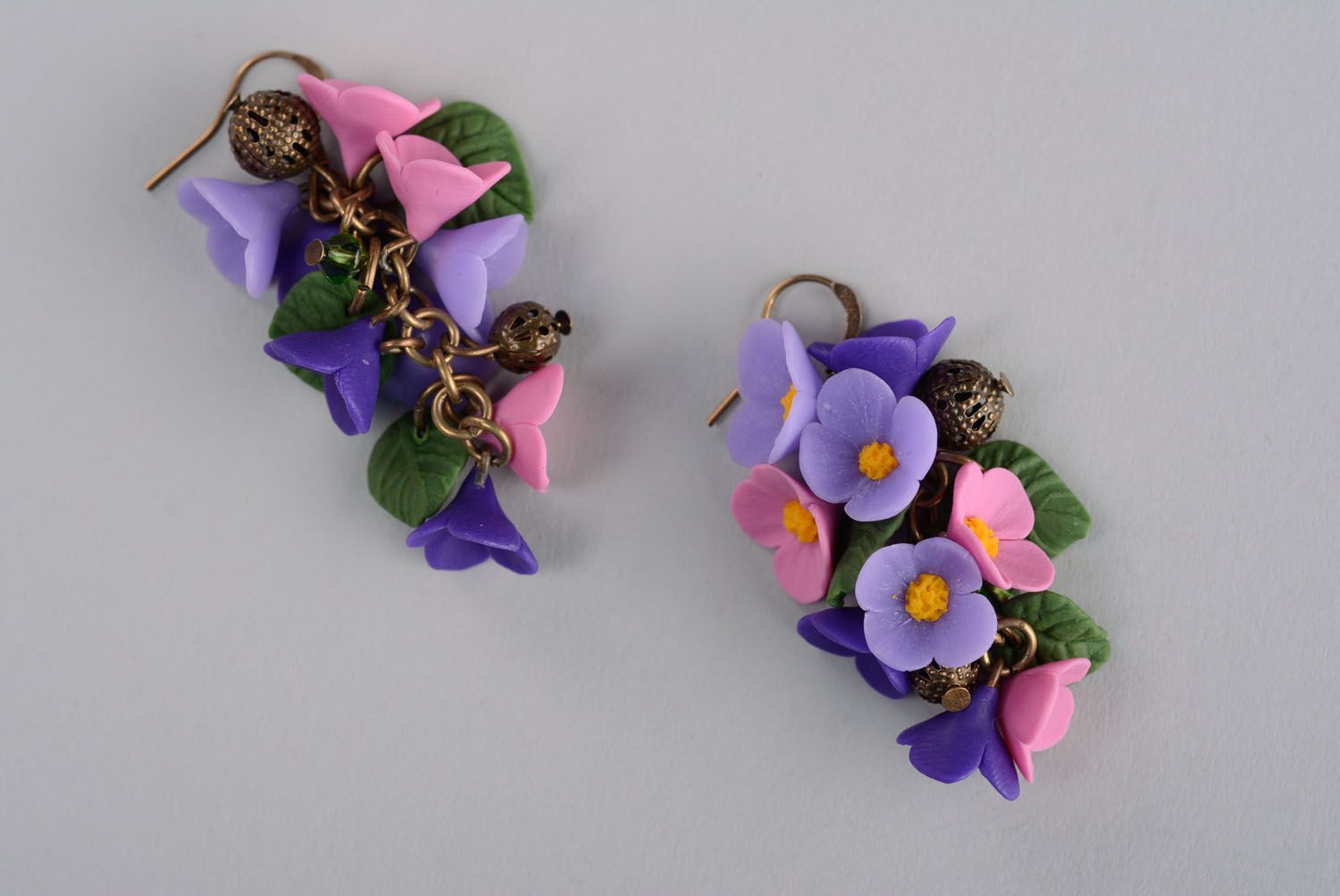 Blumen Ohrringe aus Polymer Ton Sommerlicher Garten foto 1