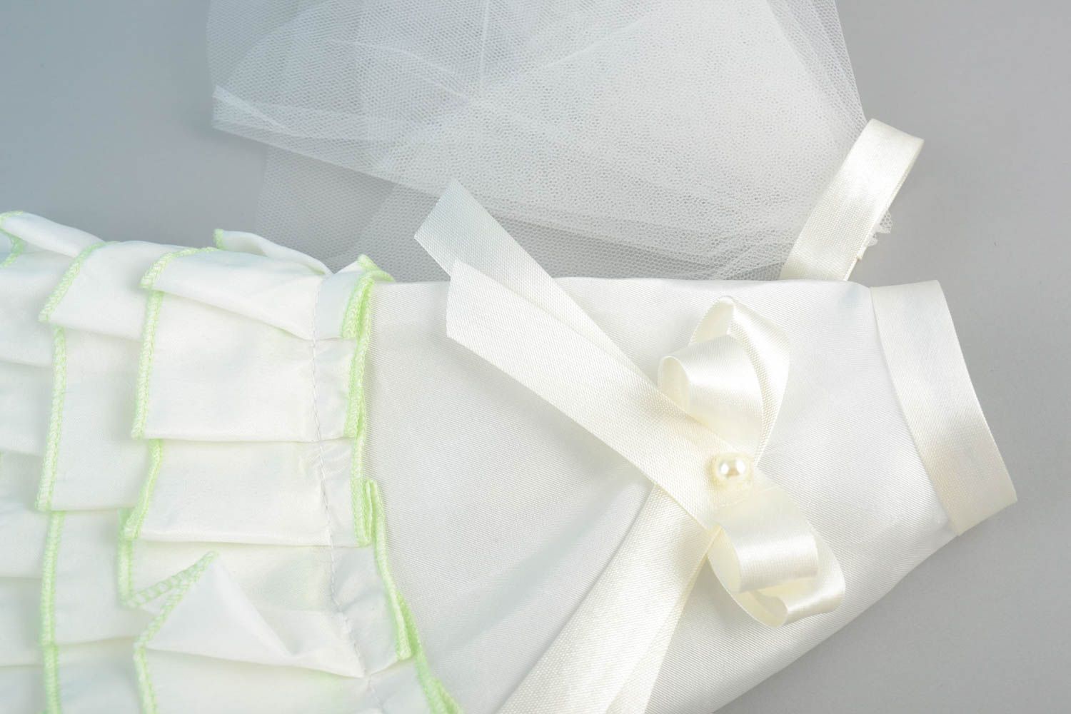 Helle weiße handgemachte Flaschen Kleidung Brautkleid und Brautschleier foto 3