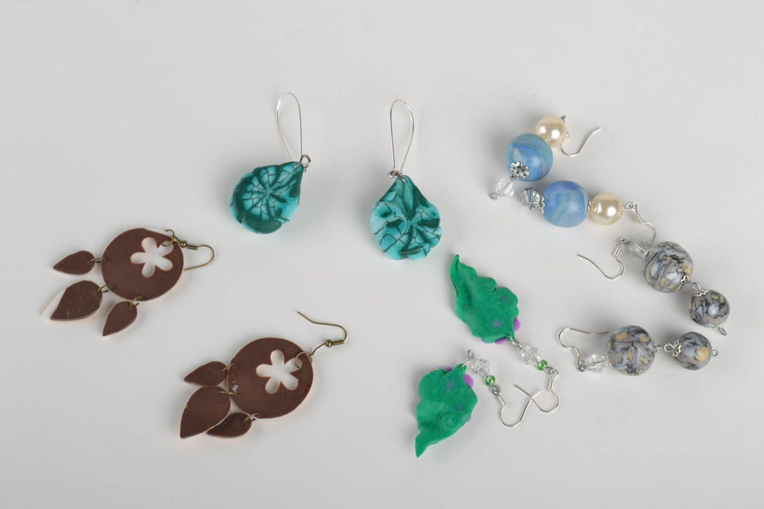 Handmade jewelry set 5 pairs of designer earrings polymer clay cool earrings photo 2