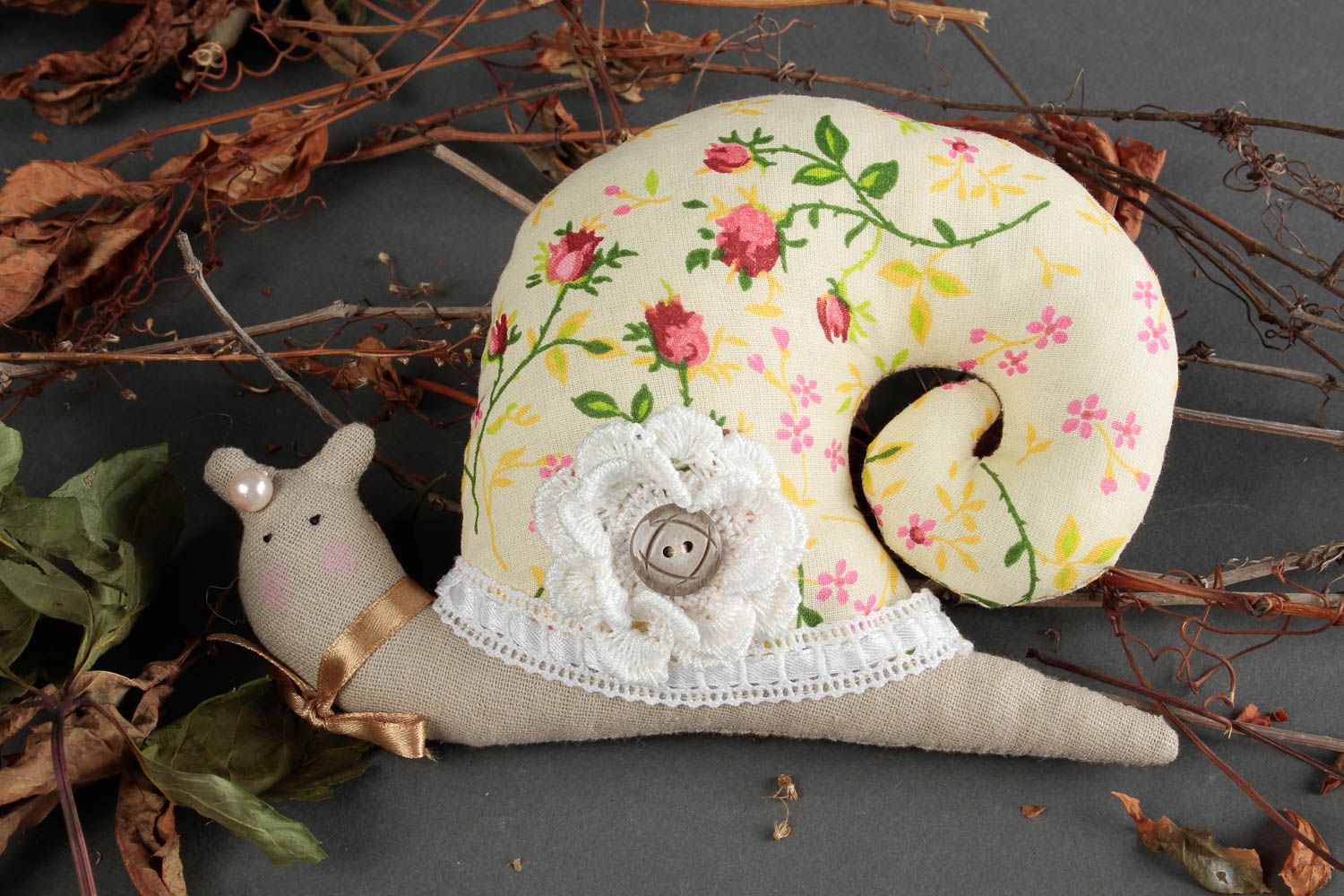 Schnecke Kuscheltier originelles Geschenk handgemachtes Kuscheltier schön foto 1