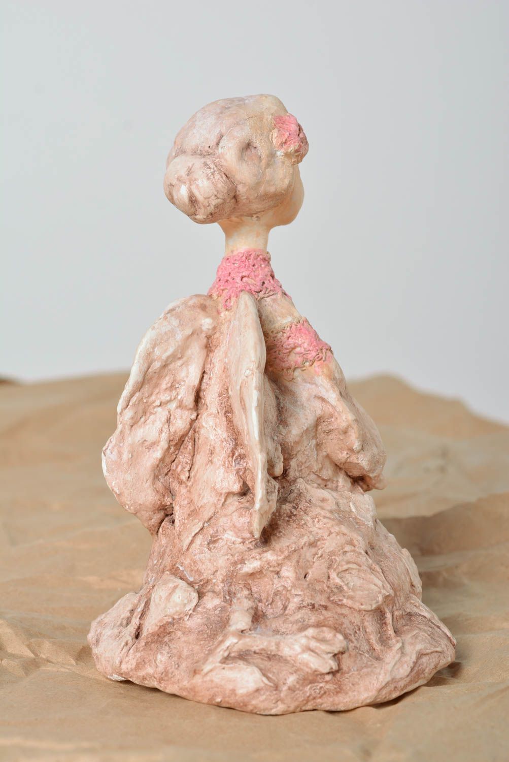 Handmade clay statuette angel figurine nursery decor decorative use only photo 3