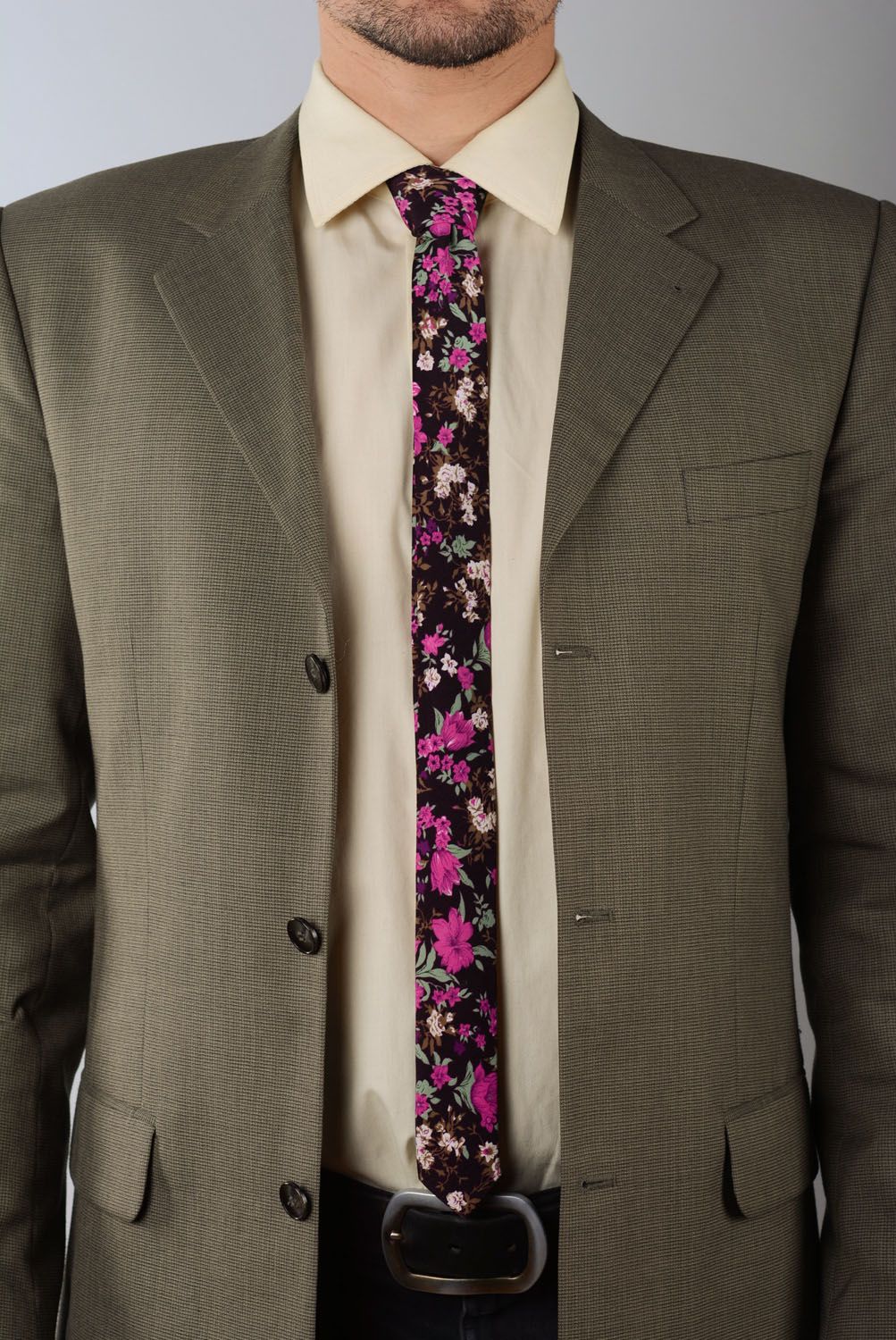 Handmade Stoff Krawatte Fuchsia foto 1