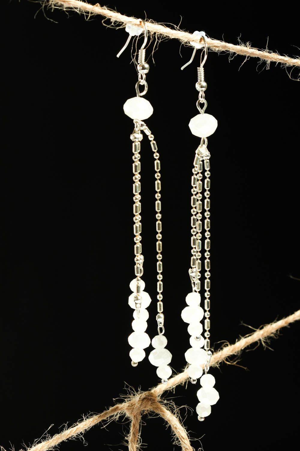 Handmade designer earrings long beautiful earrings unusual accessory gift photo 1