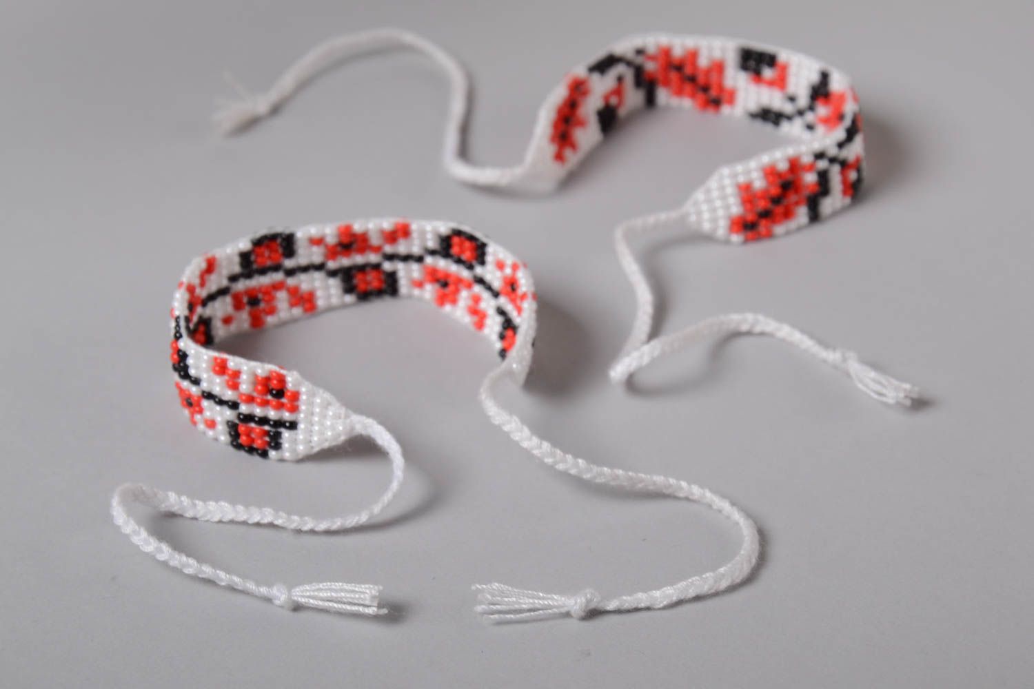 Set of 2 handmade beaded bracelets woven bead bracelets ethnic style gift ideas photo 5