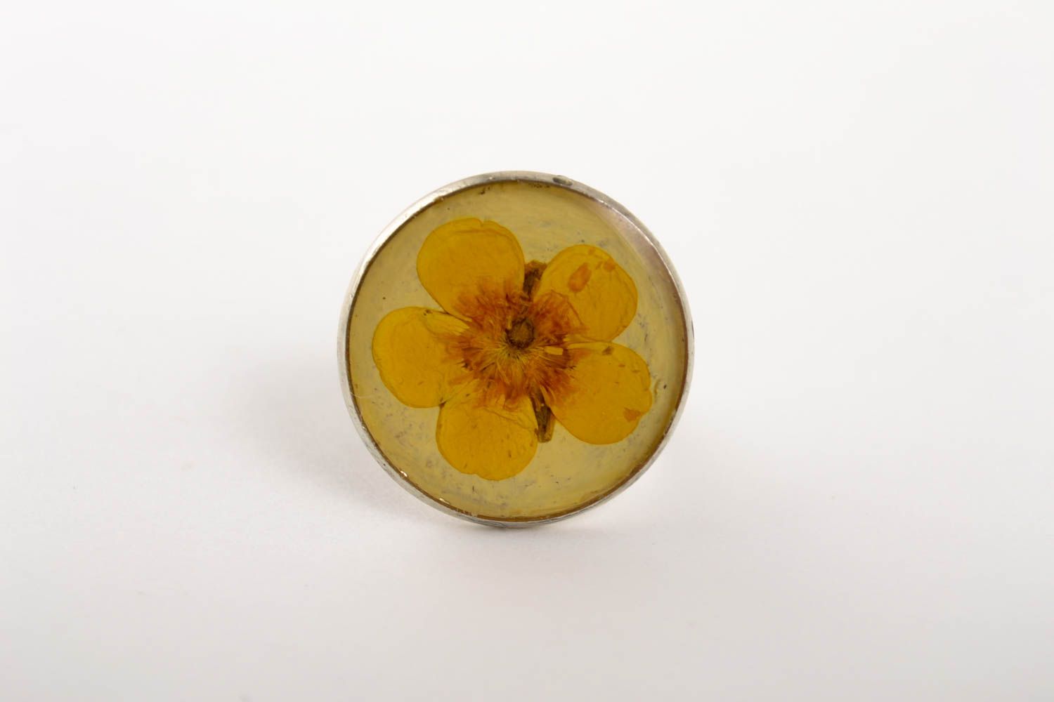 Stylish handmade botanical ring womens ring with real flowers artisan jewelry photo 4