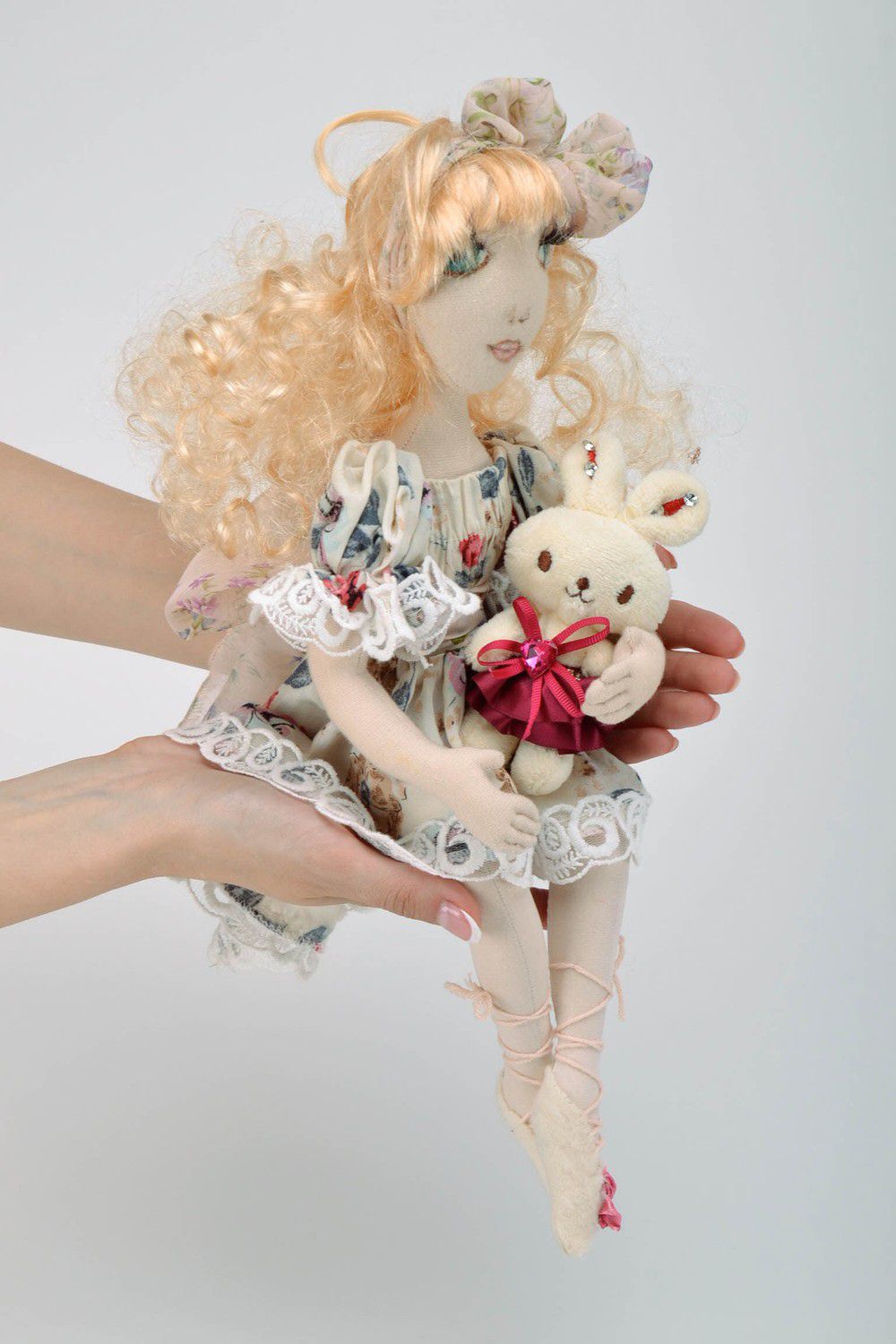 Handmade soft doll with holder photo 1