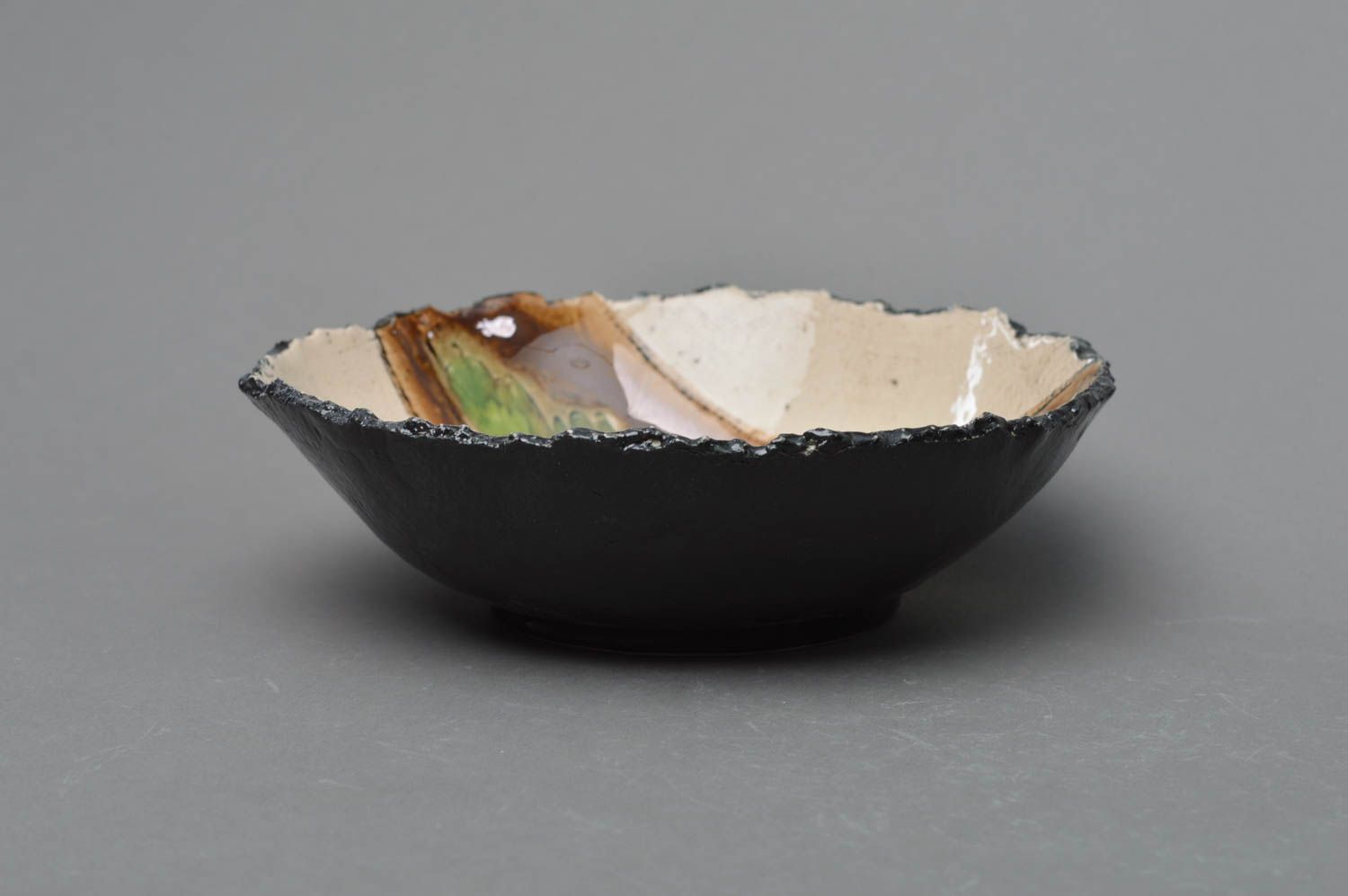 Handmade bowl for salad made of porcelain beautiful handmade painted tableware photo 2