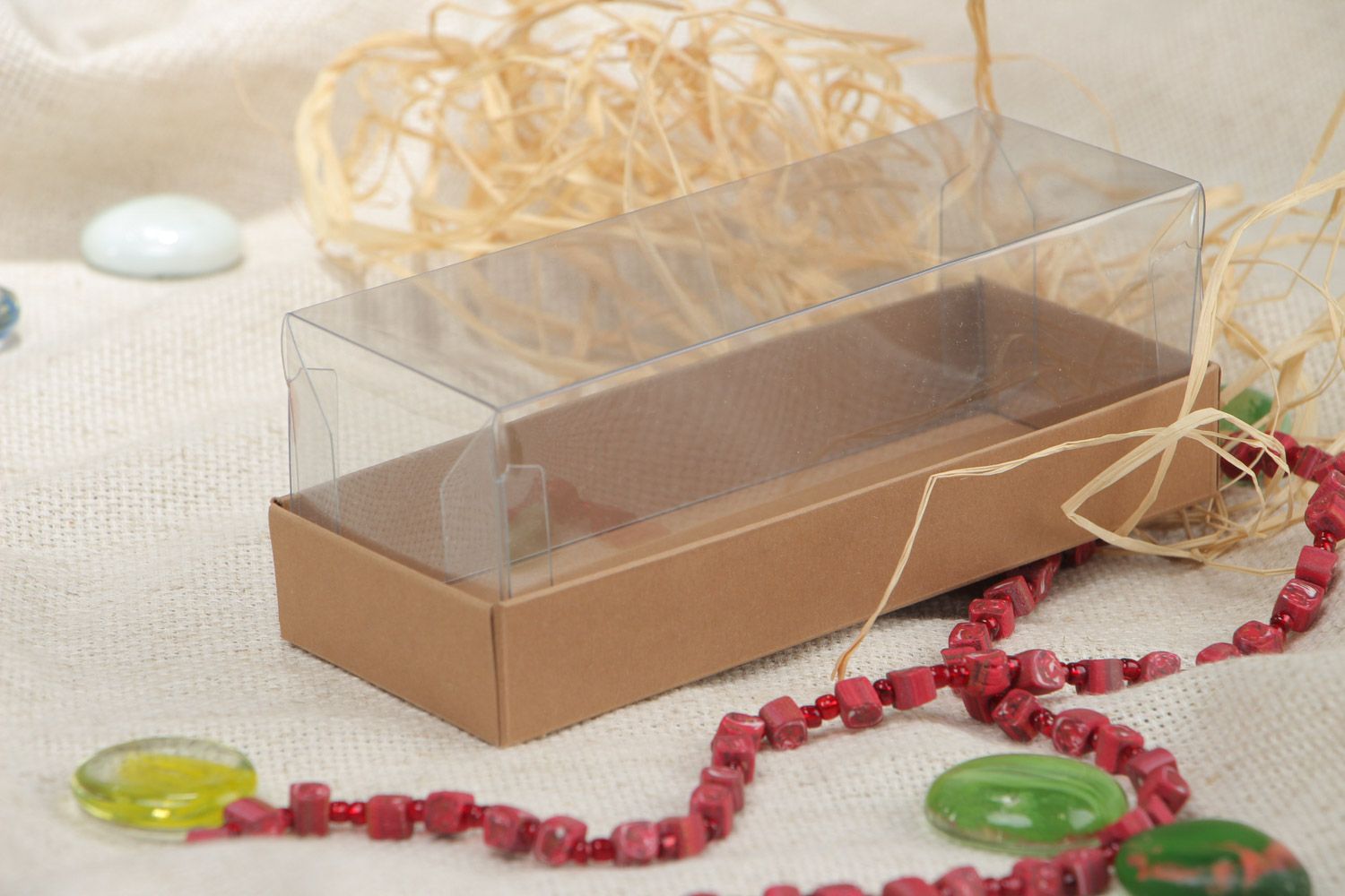 Stylish long handmade decorative gift box created of cardboard and PVC photo 1