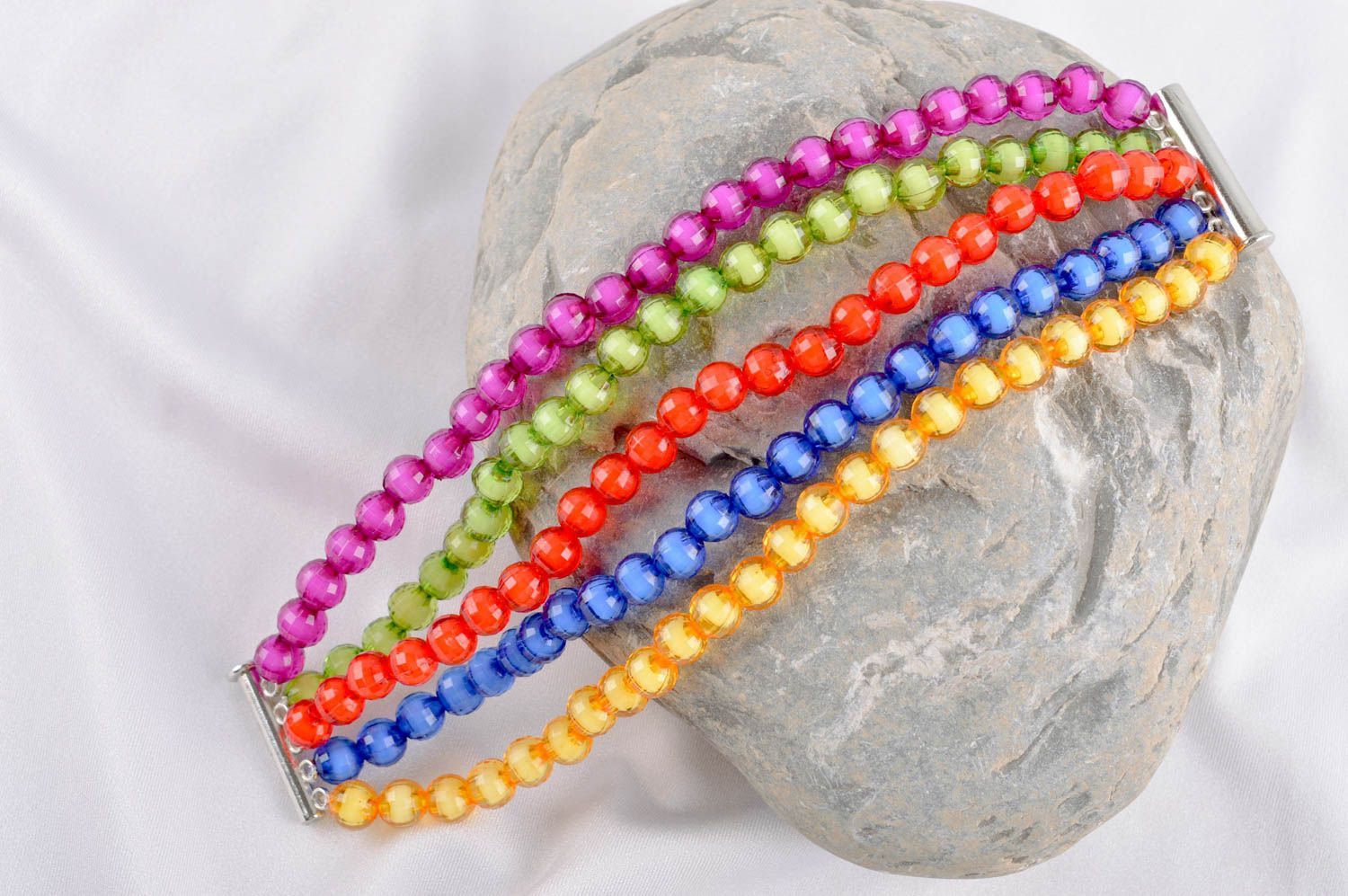 Bracelet plastique Bijou fait main multirang multicolore Cadeau pour femme photo 1