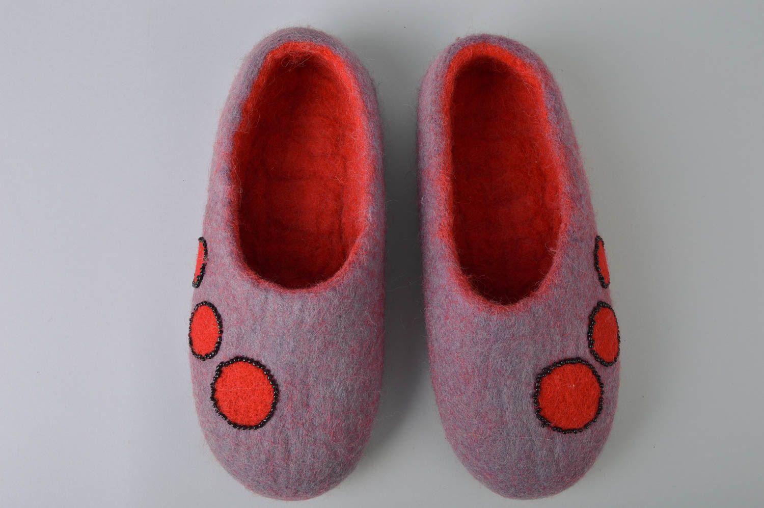 Wool felting beautiful warm handmade home purple slippers 24 cm  photo 2
