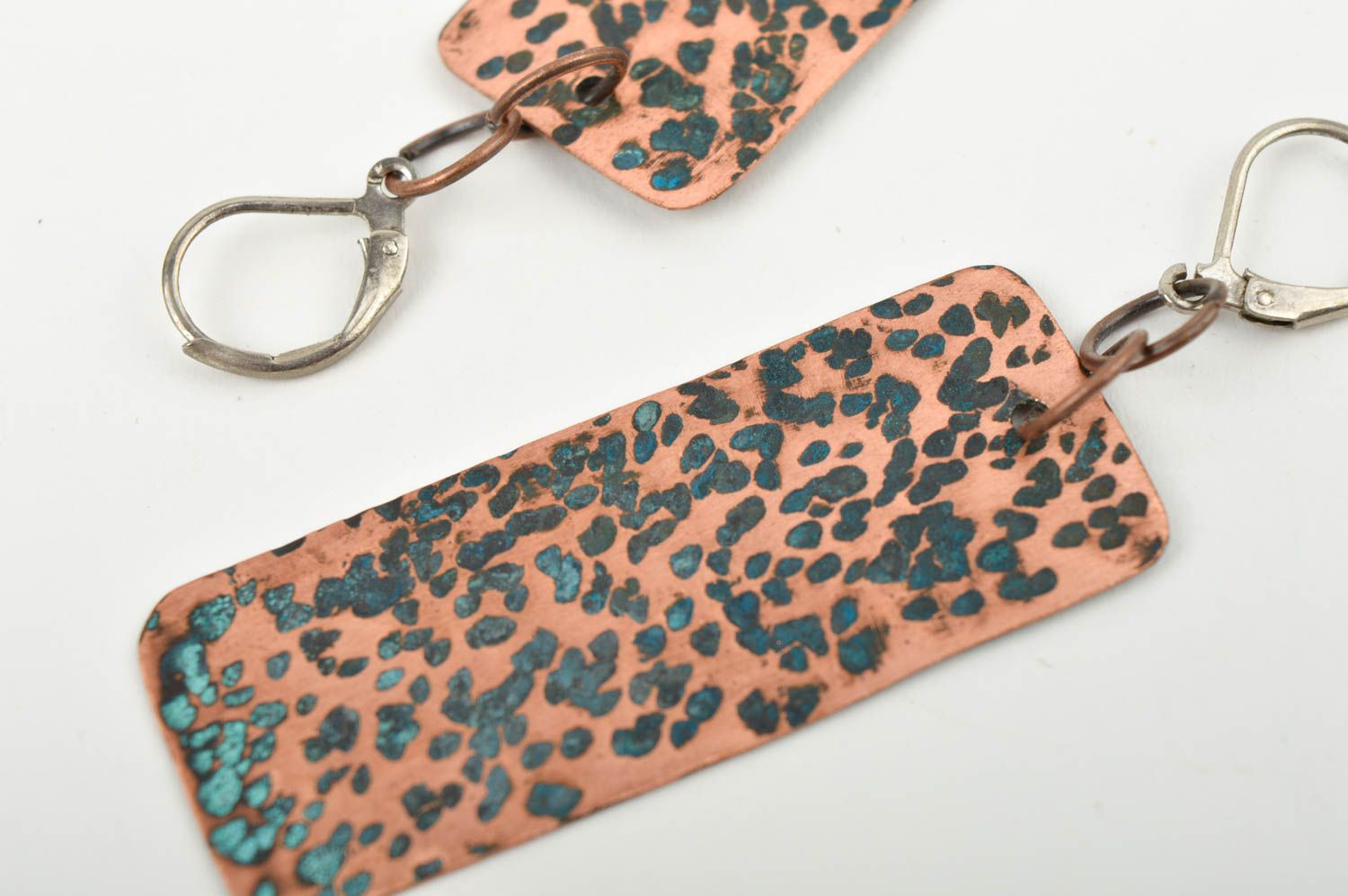 Handmade designer copper earrings dangling metal earrings stylish accessory photo 5