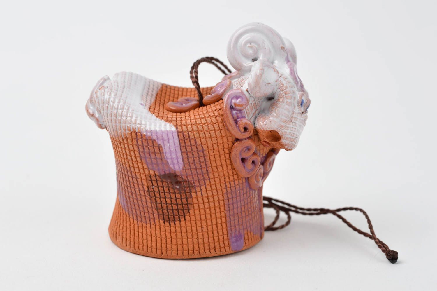 Cloche sonnette faite main Clochette à vent mouton céramique Décoration maison photo 2