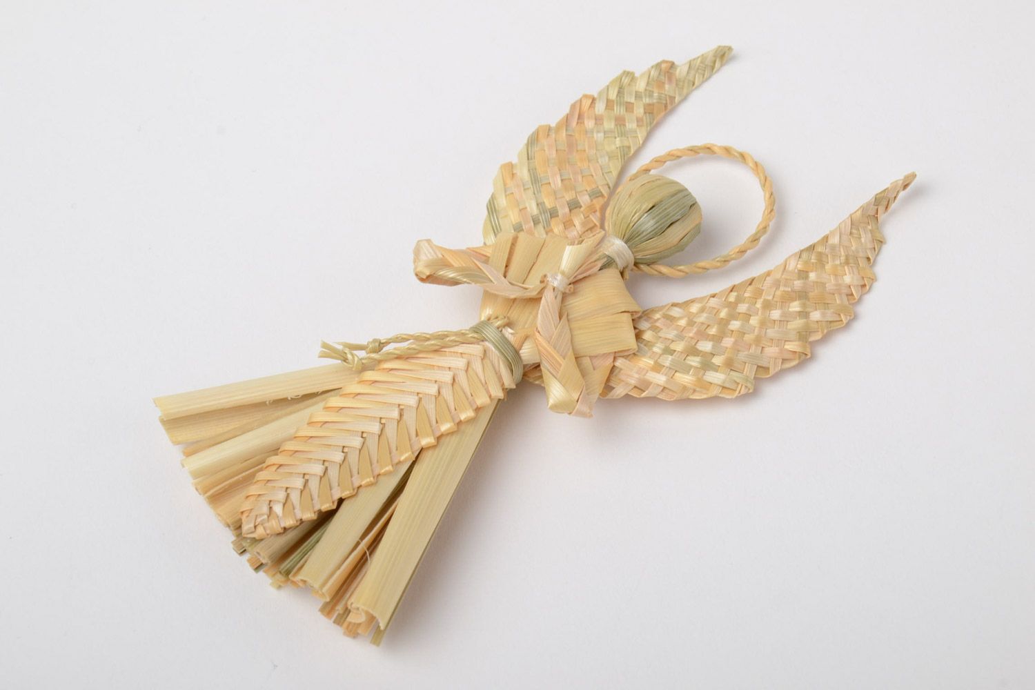 Handmade ethnic protective charm in the shape of angel woven of natural straw photo 4