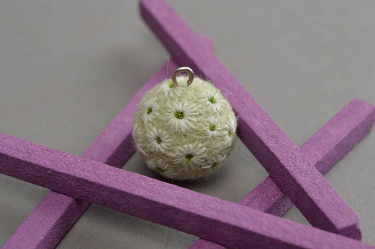 Unusual handmade felted wool ball pendant handcrafted jewelry gifts for her photo 2