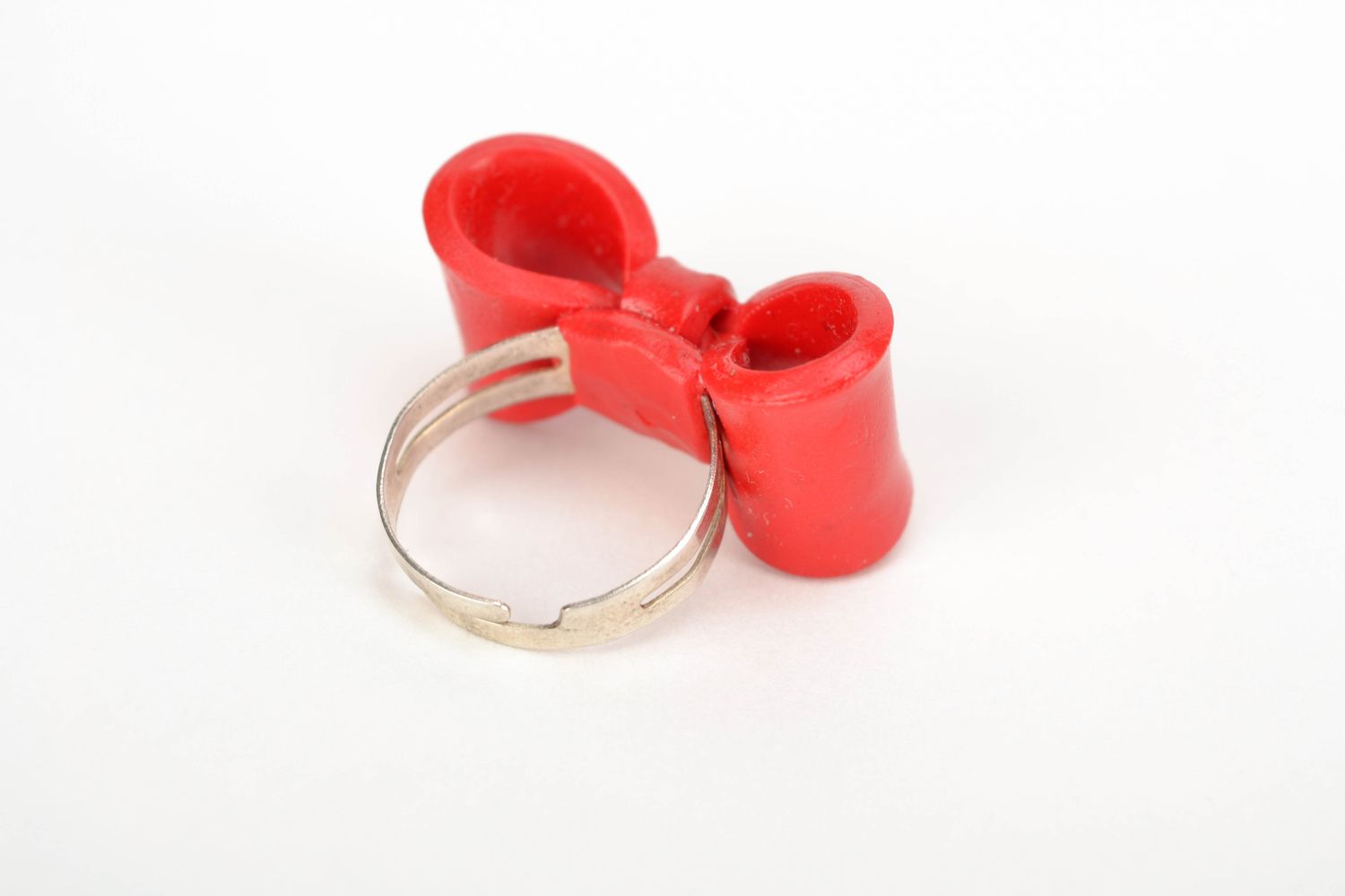 Polymer clay ring with red bow photo 4