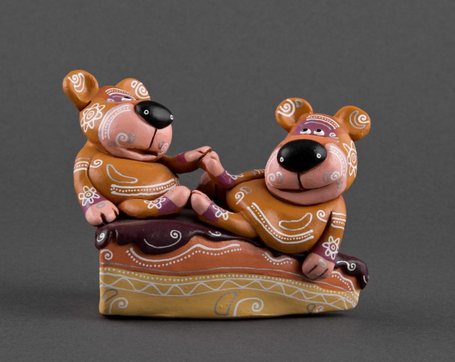 Statuetta orsetti di argilla fatta a mano Figurina decorativa in ceramica 
 foto 2