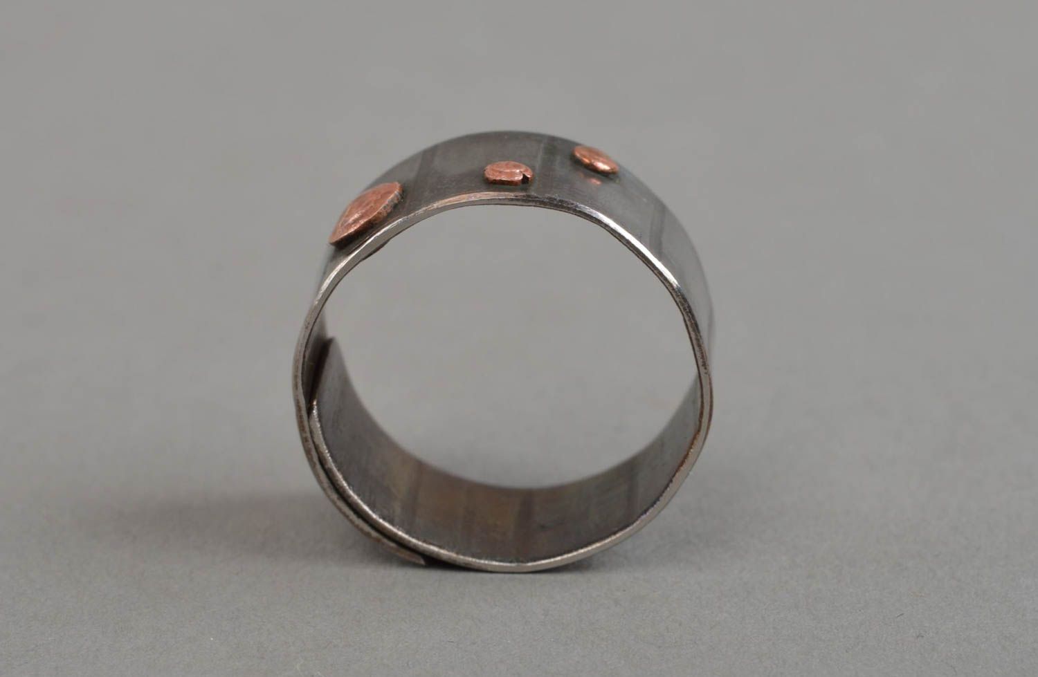 Handmade metal ring unisex accessory stainless steel jewelry with copper  photo 3