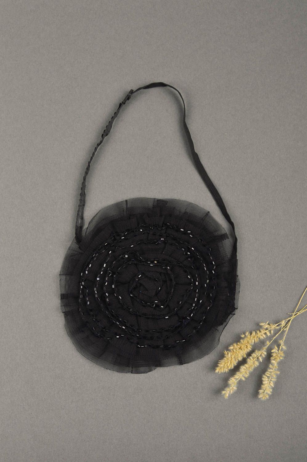 Handgemachter Schmuck Haarband mit Blume Haarschmuck schwarz Frauen Accessoire foto 1