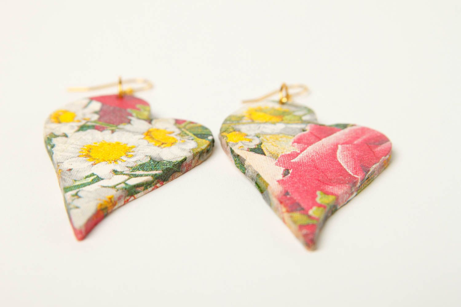 Серьги ручной работы модные серьги в форме сердечек деревянное украшение фото 4