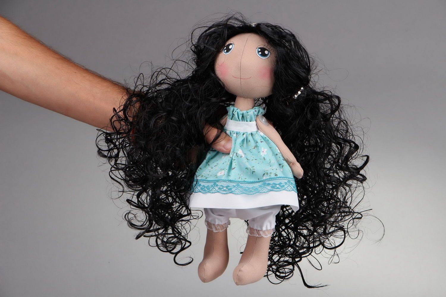 Fabric doll Curly girl photo 4