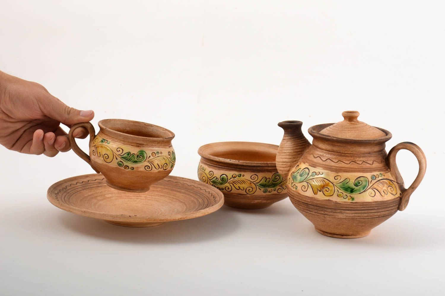 Handmade Geschirr Set schöne Teekanne Keramik Schale schöne Teetasse und Teller foto 5