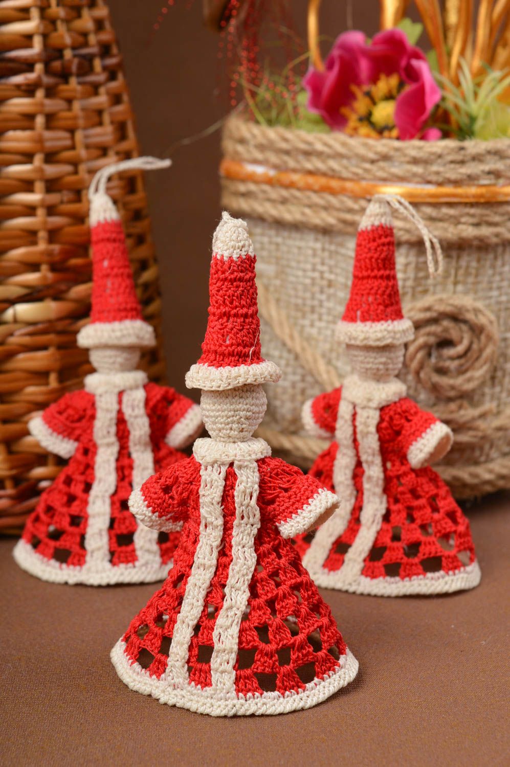 Christmas tree toy decorative pendant 3 items crocheted toy Christmas toy photo 1