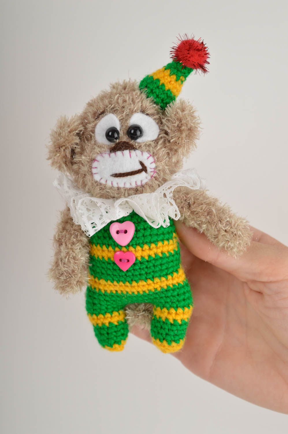 Handmade Stoff Spielzeug Häkel Kuscheltier Geschenk für Kinder Affe bunt foto 5