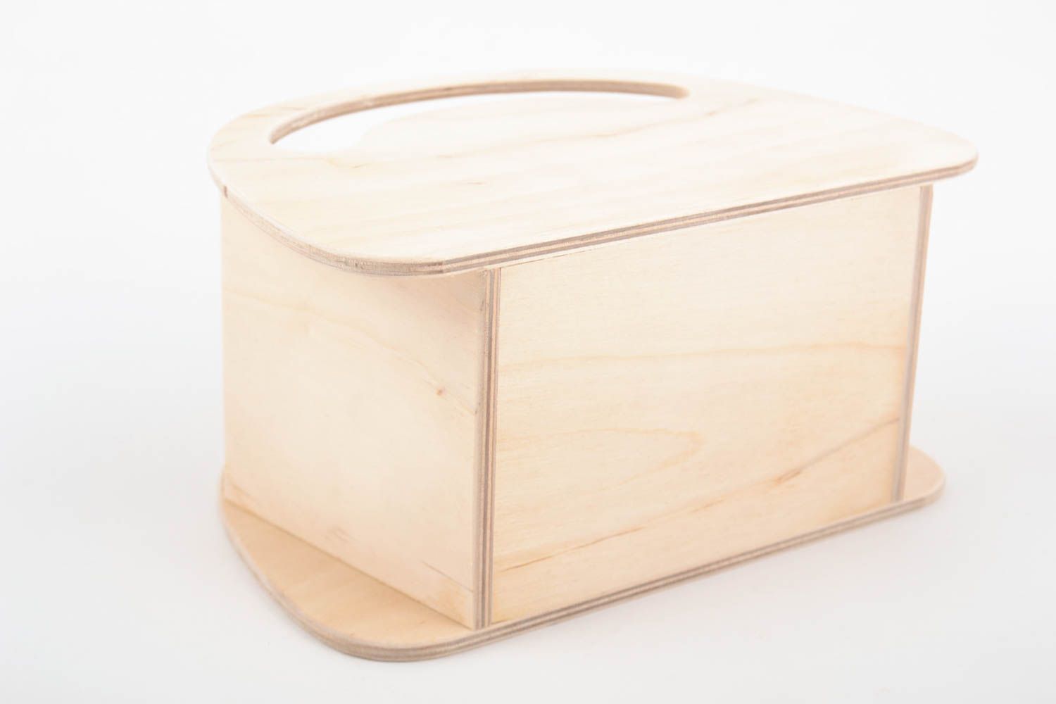Boîte en bois brut de rangement faite main à décorer et peindre en forme de sac photo 4