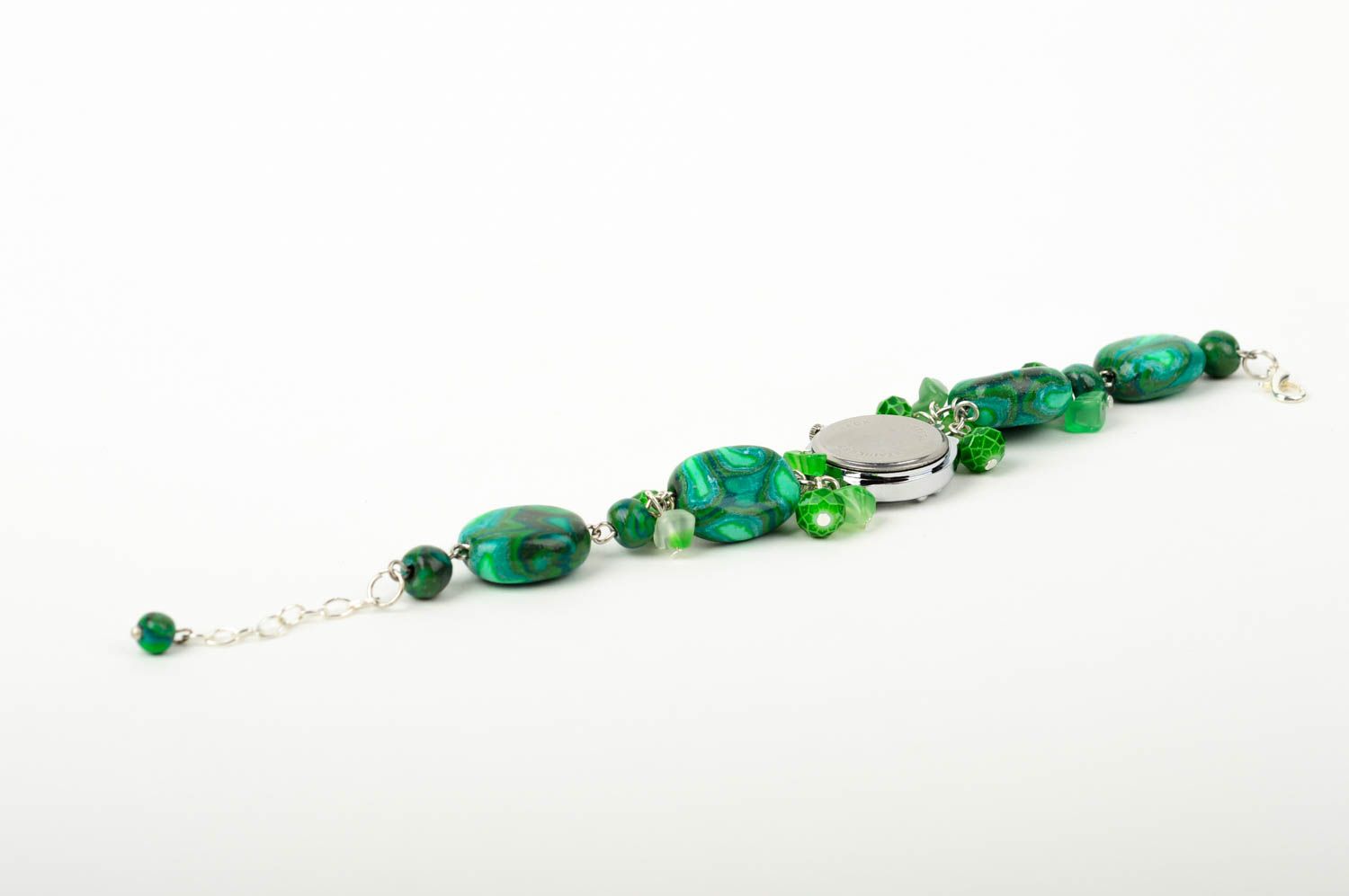Montre design faite main Accessoire femme avec bracelet vert Cadeau pour femme photo 3