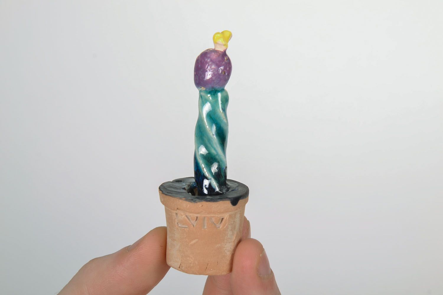 Statuette décorative faite main originale en argile figurine pour maison Cactus photo 2