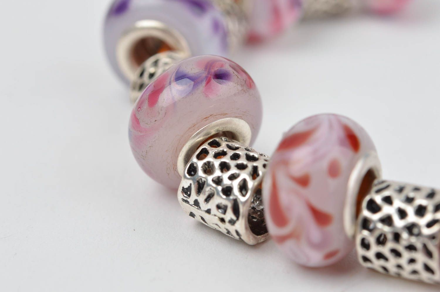 Handmade glass beaded necklace lampwork pendant elegant pendant glass beads photo 3