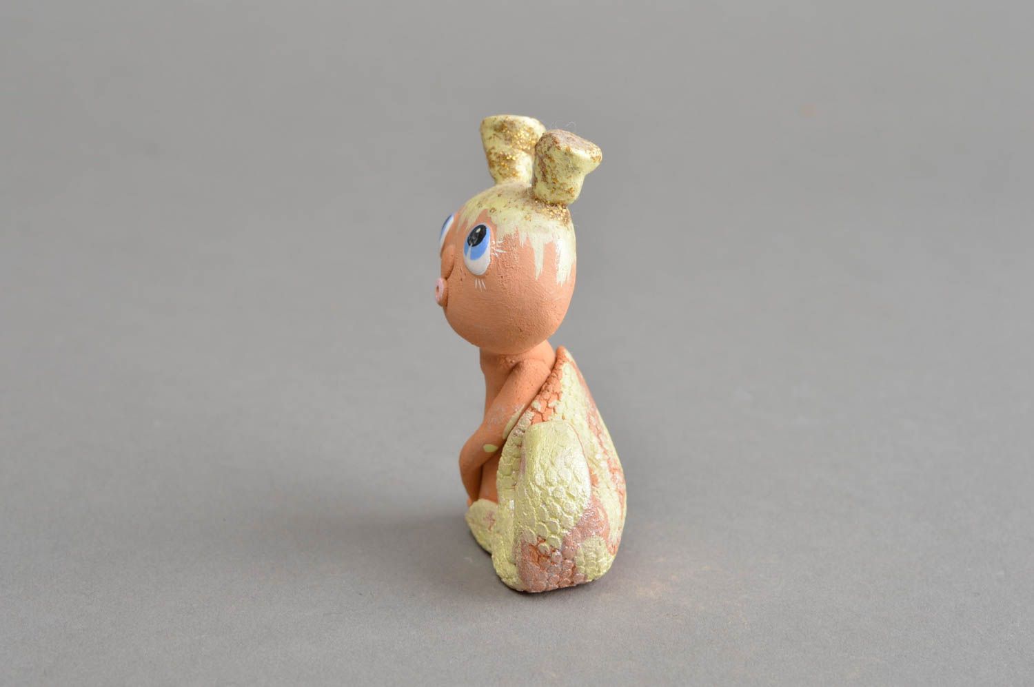 Figurine céramique escargot petite faite main décoration originale marron photo 3
