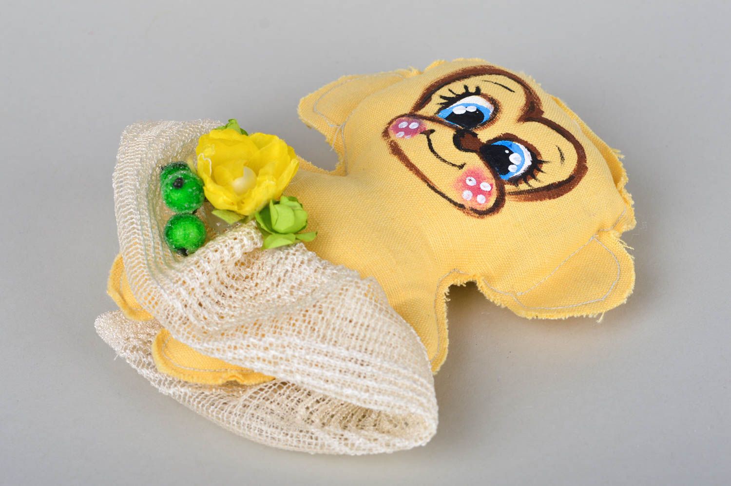 Декоративная игрушка ручной работы мягкая игрушка желтая милая игрушка животное фото 5