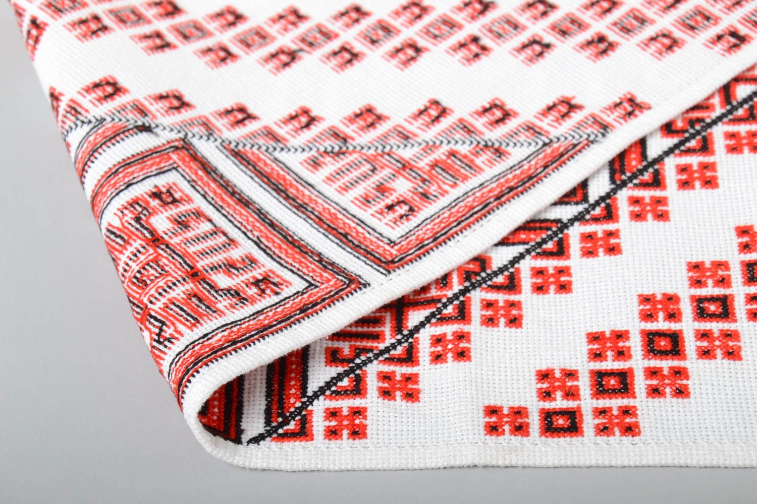 Handmade cotton towel embroidered in cross-stitch unique designer home textile photo 3