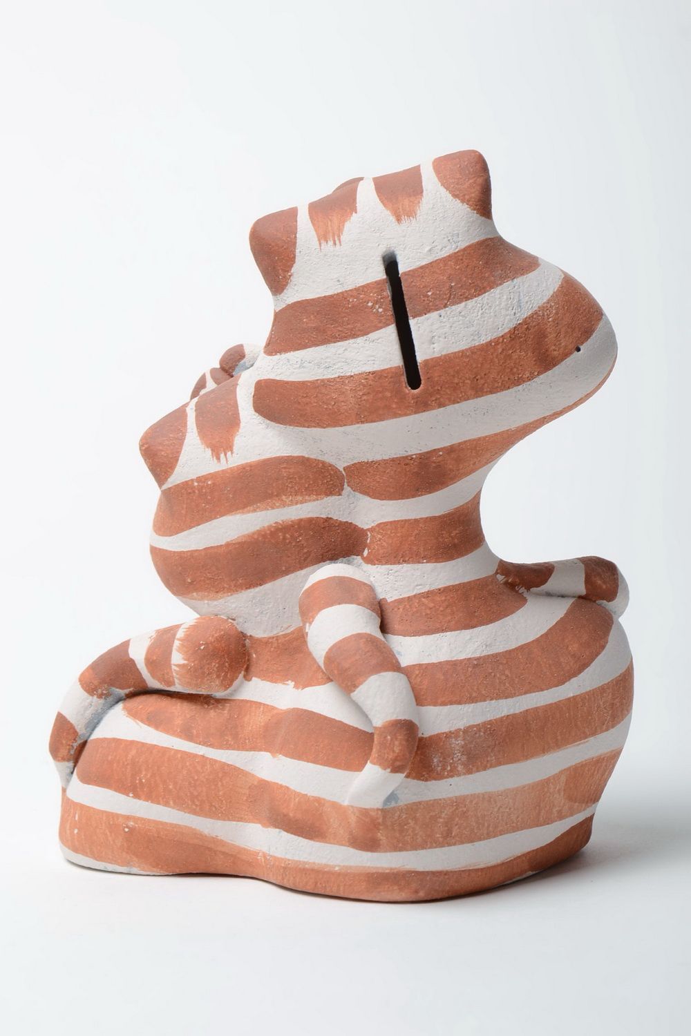 Originelle schöne bemalte Keramik Spardose Katzen handmade Künstlerarbeit  foto 3
