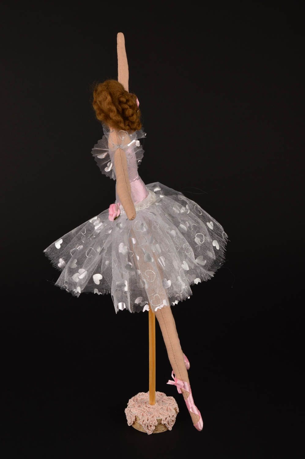Кукла ручной работы кукла из ткани авторская кукла на подставке Балерина фото 3