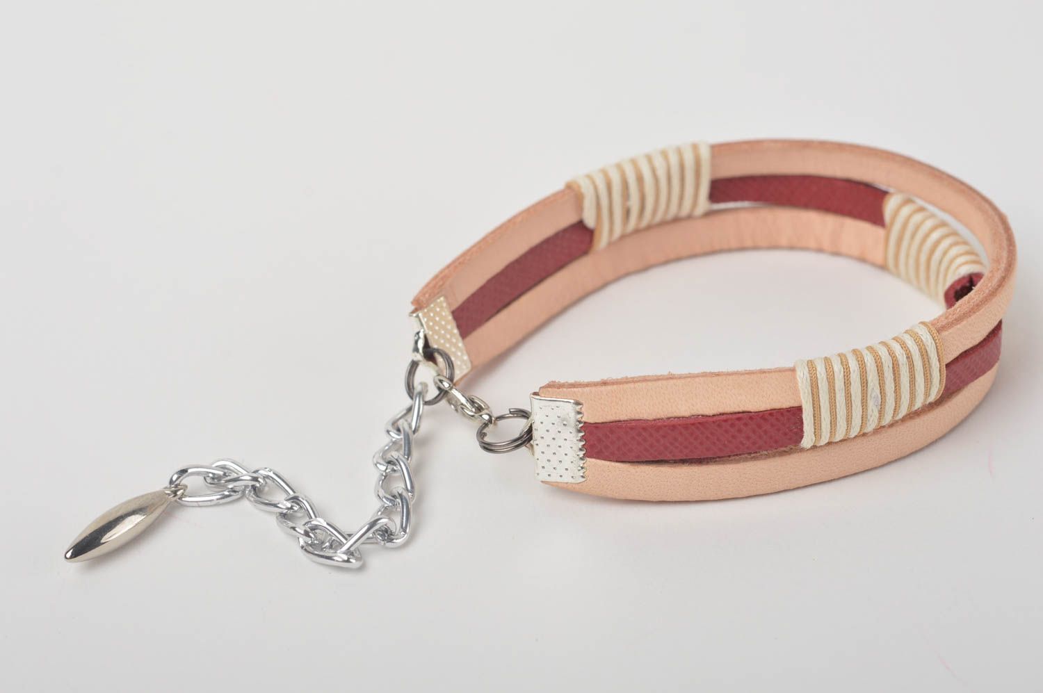 Bracelet en cuir naturel Bijou fait main design casual Cadeau pour femme photo 3