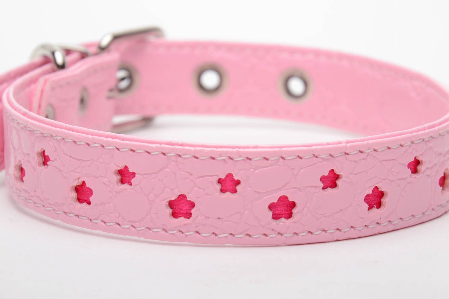 Pink leather collar photo 4