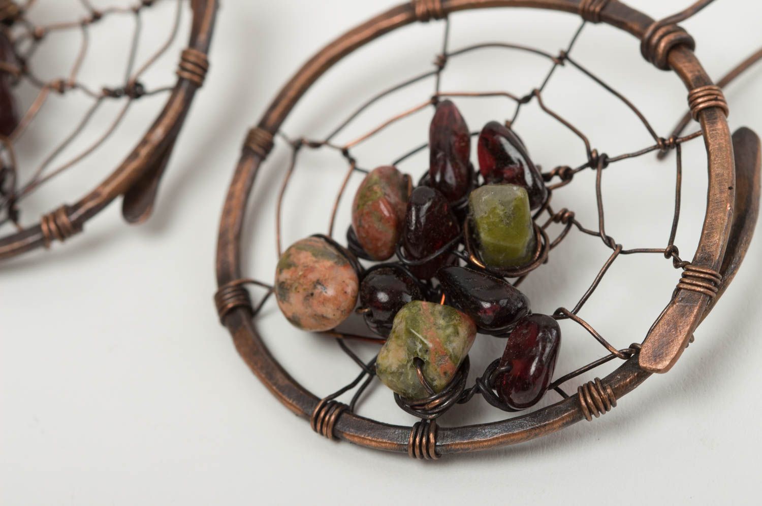 Runde Kupfer Ohrringe handmade ungewöhnliche Ohrringe Schmuck aus Metall schön foto 3