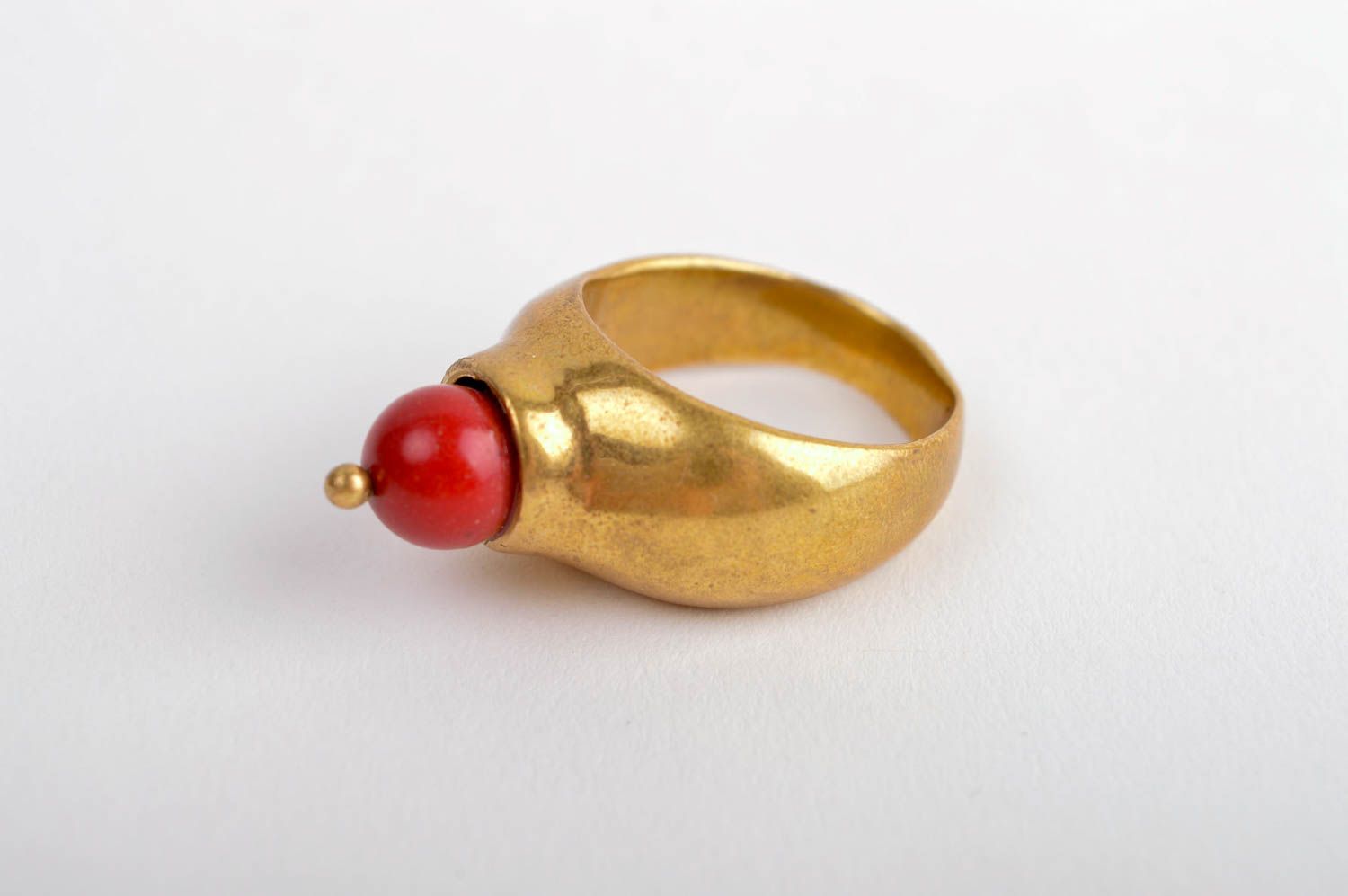 Кольцо ручной работы украшение из латуни модное кольцо женское с камнем фото 2