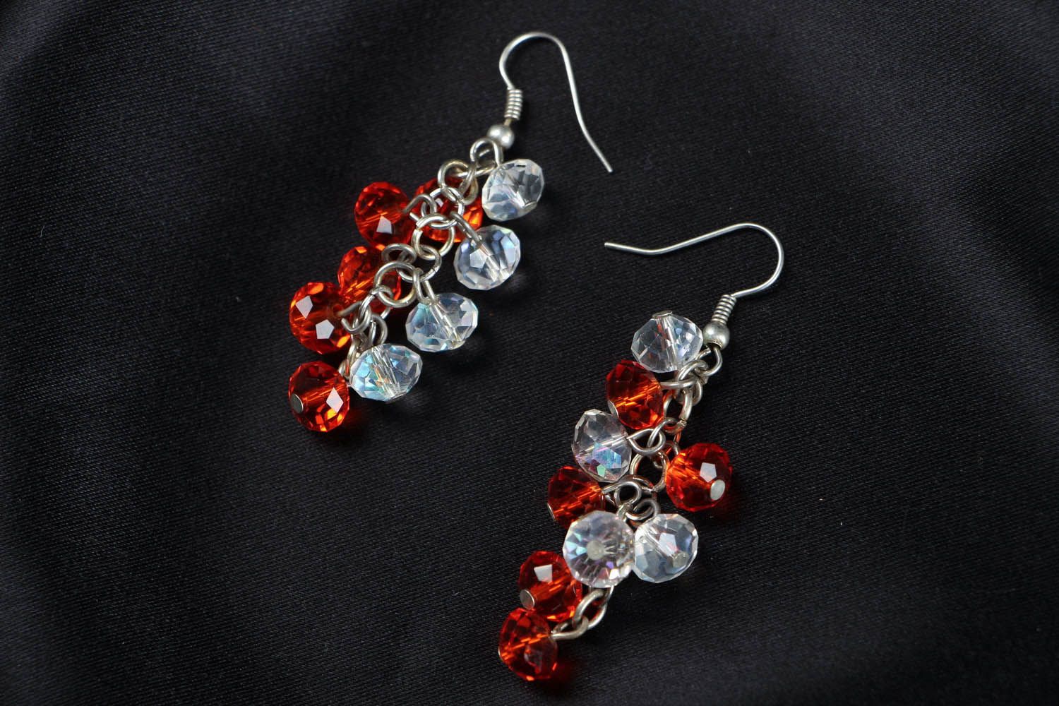 Crystal earrings with beads photo 1