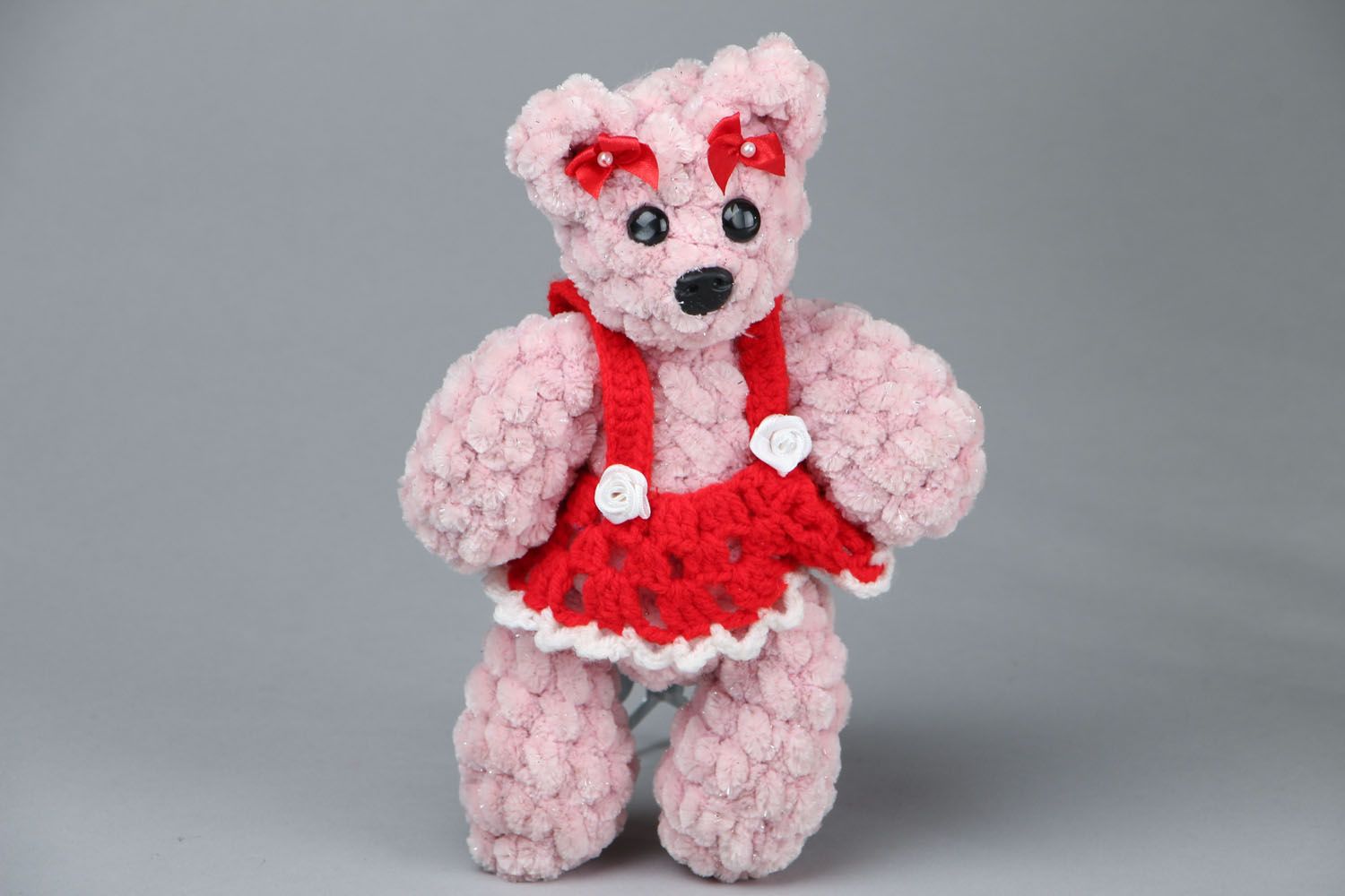 Crocheted soft toy Pink Bear photo 1