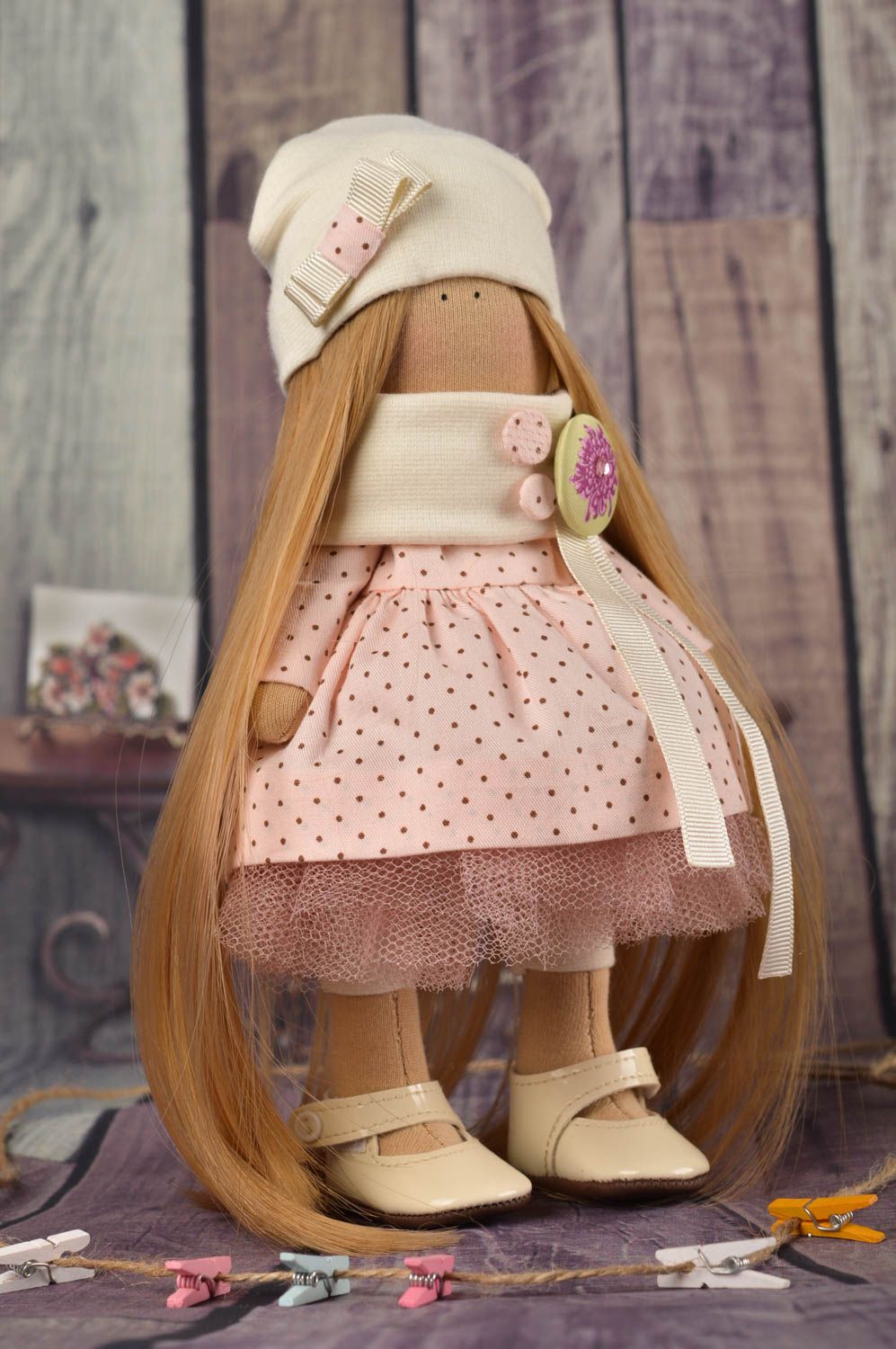 Grande poupée Jouet en tissu fait main décoratif Cadeau pour enfant original photo 1