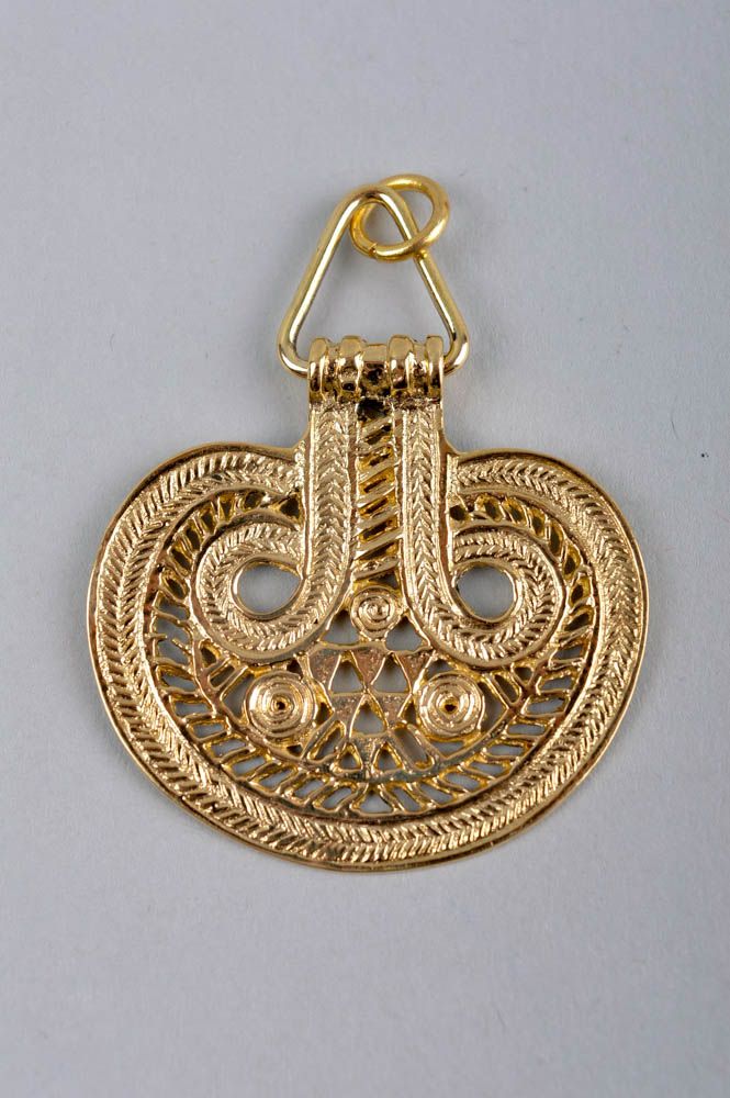 Handmade brass pendant unusual designer accessory authentic jewelry gift photo 2
